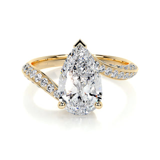 2.0 CT Pear Bypass CVD E/VS2 Diamond Engagement Ring - Barbara Maison 