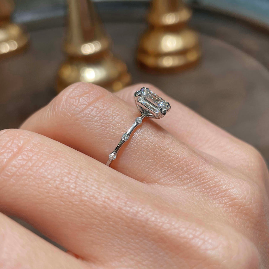 1.50 CT Emerald Solitaire CVD E/VS1 Diamond Engagement Ring - Barbara Maison 