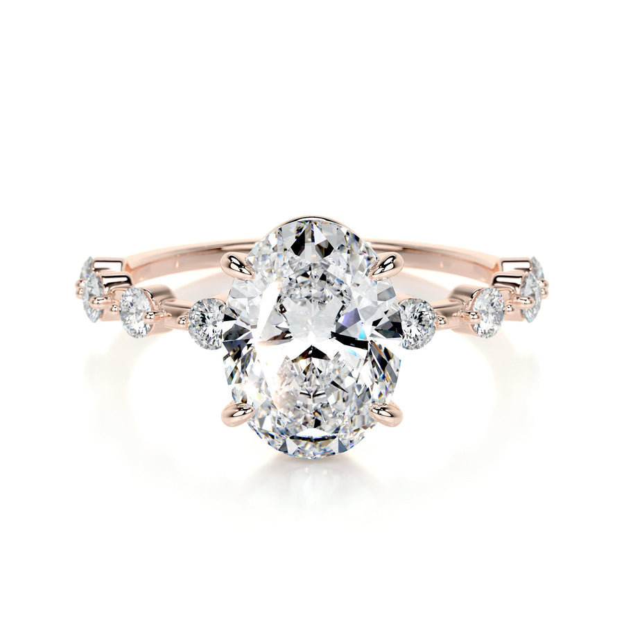 3.0 CT Oval Solitaire CVD E/VS1 Diamond Engagement Ring - Barbara Maison 