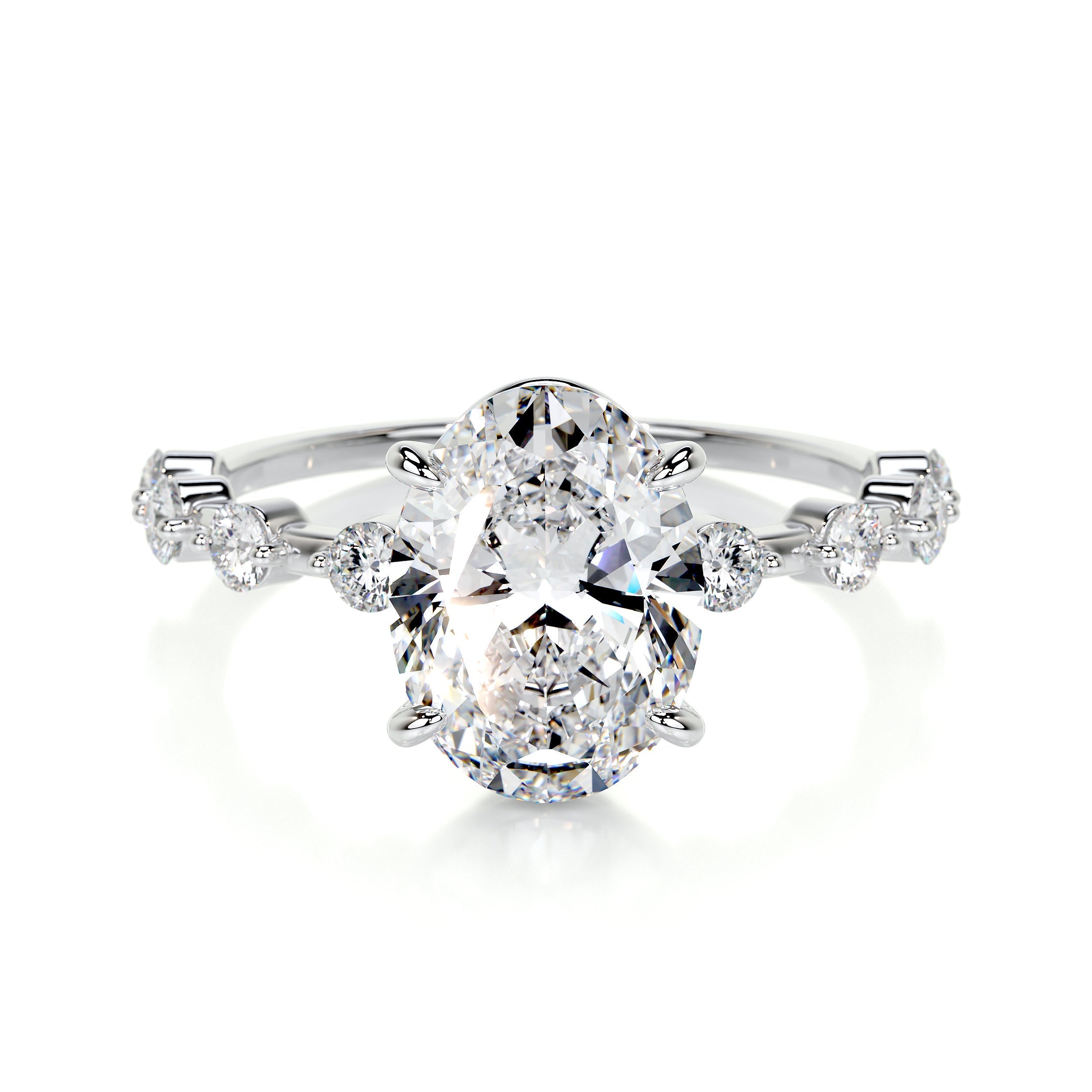 3.0 CT Oval Solitaire CVD E/VS1 Diamond Engagement Ring - Barbara Maison 