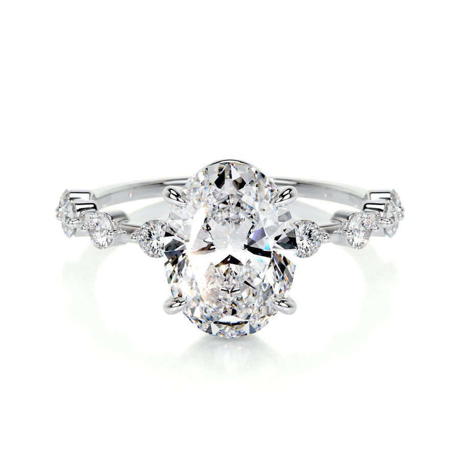3.0 CT Oval Solitaire CVD E/VS1 Diamond Engagement Ring - Barbara Maison 