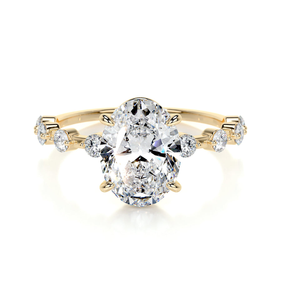 3.0 CT Oval Solitaire CVD E/VS1 Diamond Engagement Ring - Barbara Maison 