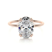 3.0 CT Oval Hidden Halo CVD E/SI1 Diamond Engagement Ring - Barbara Maison 