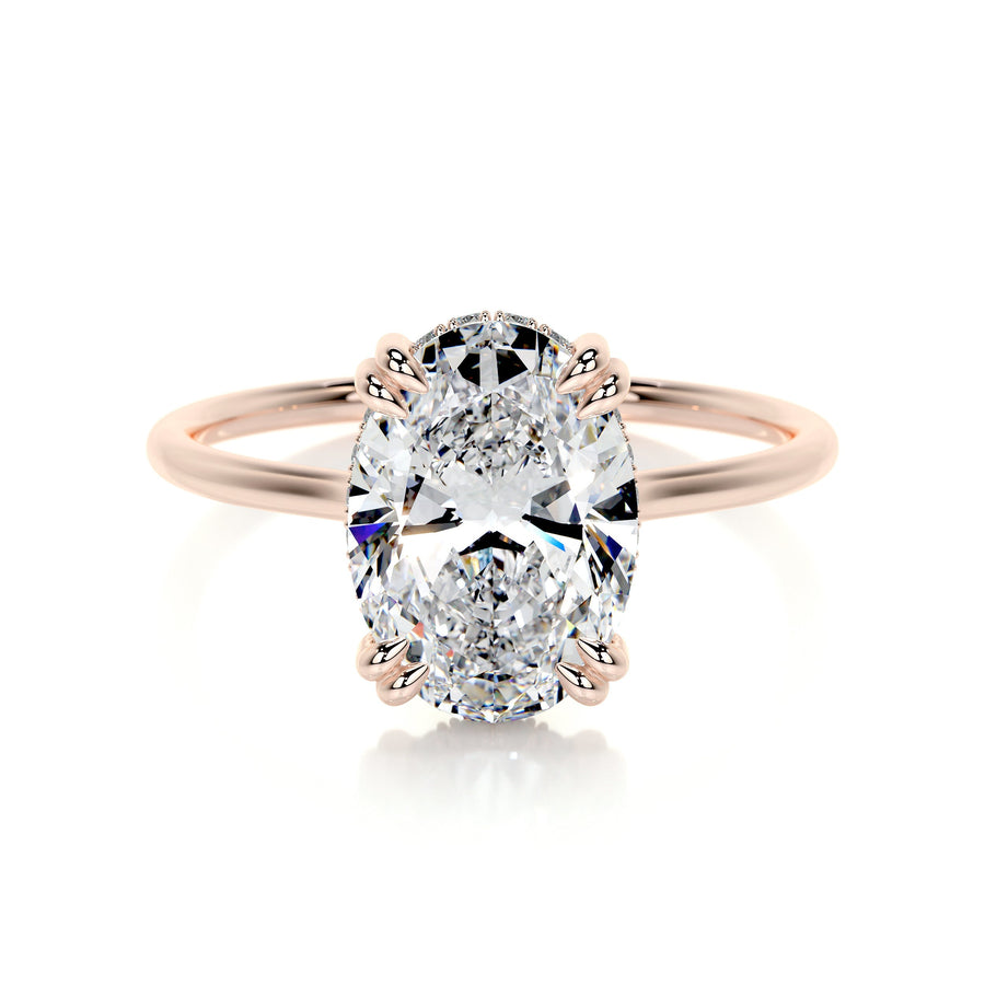 3.0 CT Oval Hidden Halo CVD E/SI1 Diamond Engagement Ring - Barbara Maison 