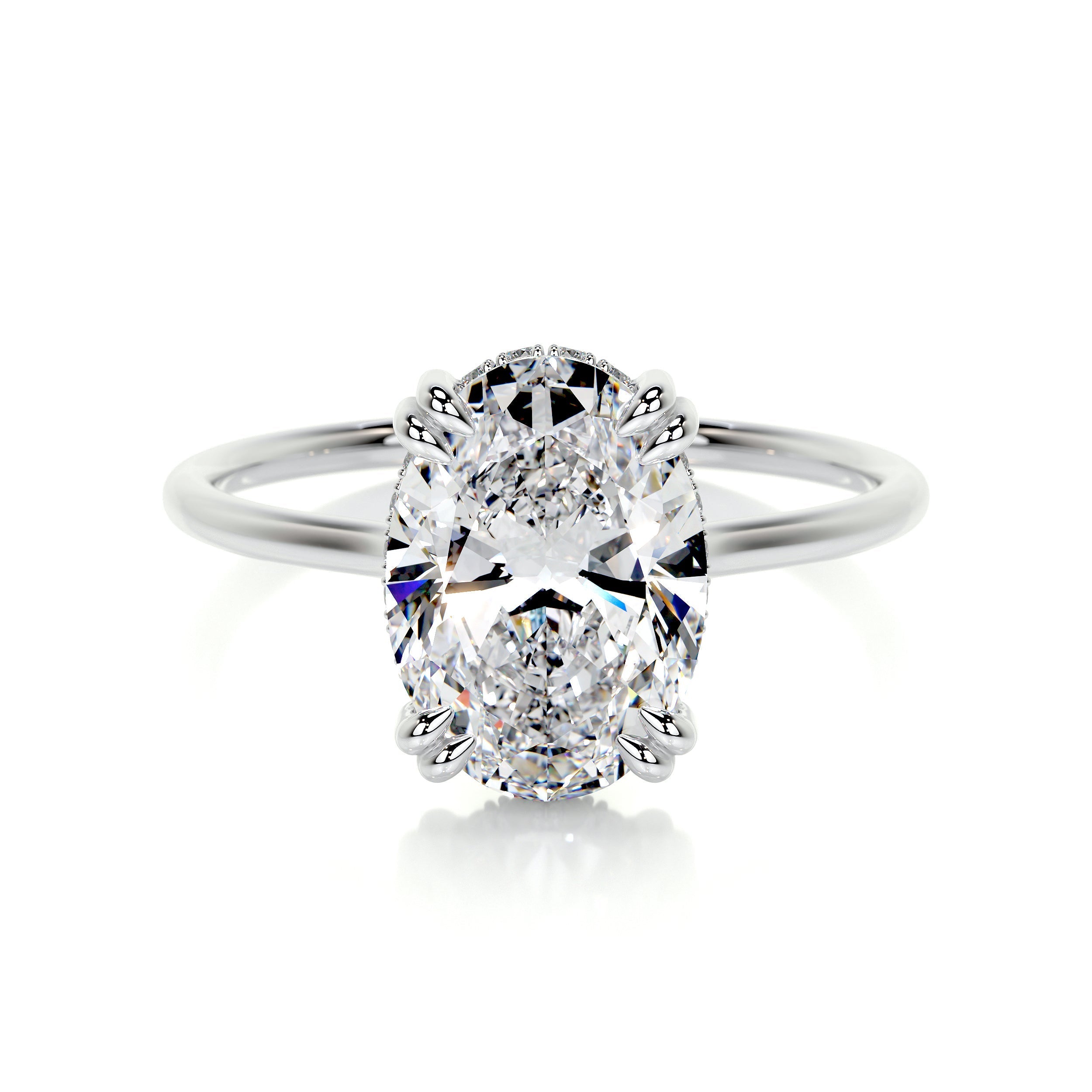 3.0 CT Oval Hidden Halo CVD E/SI1 Diamond Engagement Ring - Barbara Maison 