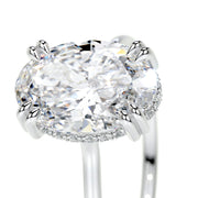 3.0 CT Oval Hidden Halo CVD E/SI1 Diamond Engagement Ring - Barbara Maison 
