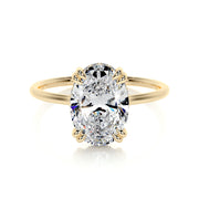 3.0 CT Oval Hidden Halo CVD E/SI1 Diamond Engagement Ring - Barbara Maison 