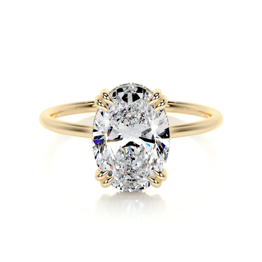 3.0 CT Oval Hidden Halo CVD E/SI1 Diamond Engagement Ring - Barbara Maison 
