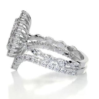 1.50 CT Pear Halo CVD F/VS Diamond Bridal Ring Set - Barbara Maison 