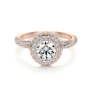 1.0 CT Round Halo CVD E/VS1 Diamond Engagement Ring - Barbara Maison 