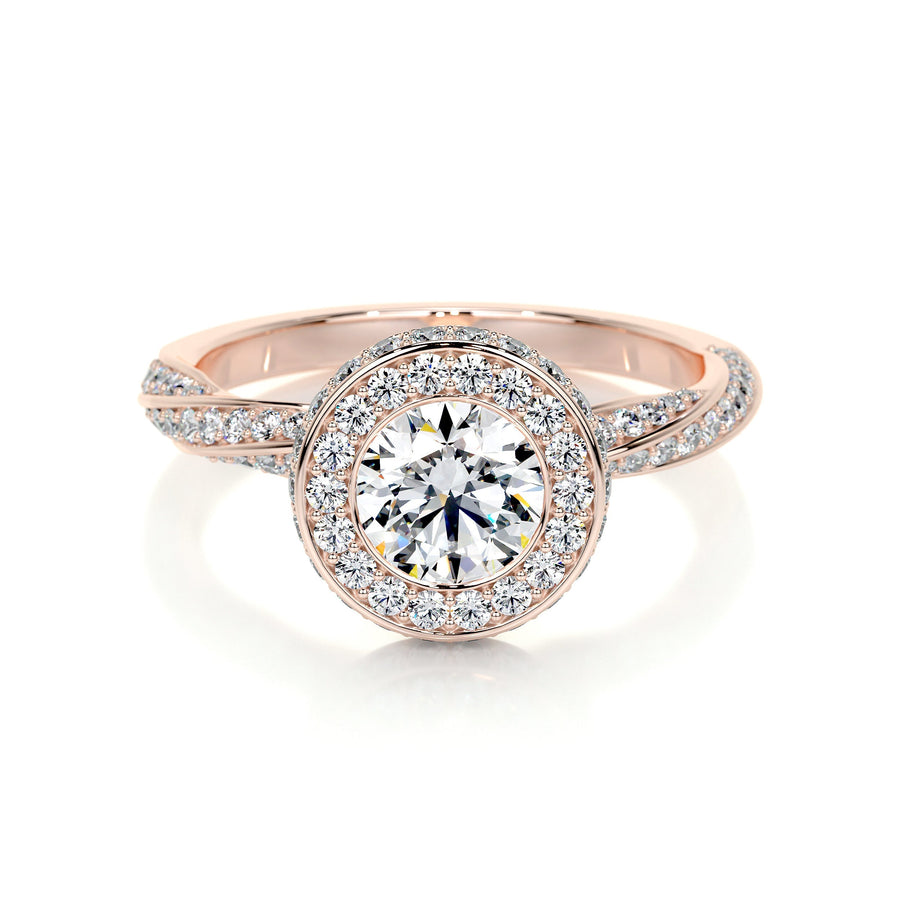 1.0 CT Round Halo CVD E/VS1 Diamond Engagement Ring - Barbara Maison 