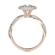 1.0 CT Round Halo CVD E/VS1 Diamond Engagement Ring - Barbara Maison 