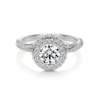 1.0 CT Round Halo CVD E/VS1 Diamond Engagement Ring - Barbara Maison 