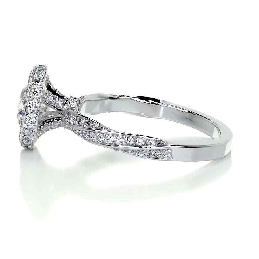 1.0 CT Round Halo CVD E/VS1 Diamond Engagement Ring - Barbara Maison 