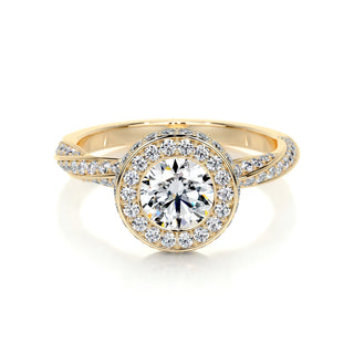 1.0 CT Round Halo CVD E/VS1 Diamond Engagement Ring - Barbara Maison 