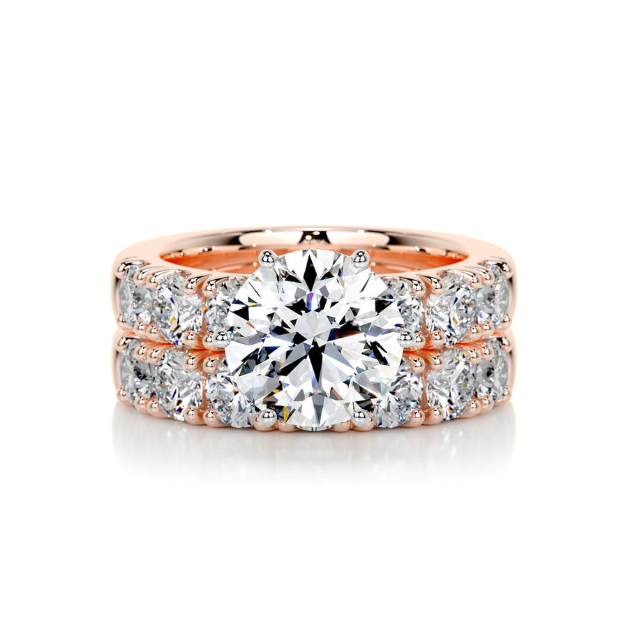 3.0 CT Round Solitaire CVD F/VS Diamond Bridal Set - Barbara Maison 