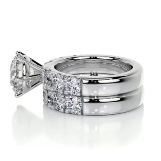 3.0 CT Round Solitaire CVD F/VS Diamond Bridal Set - Barbara Maison 