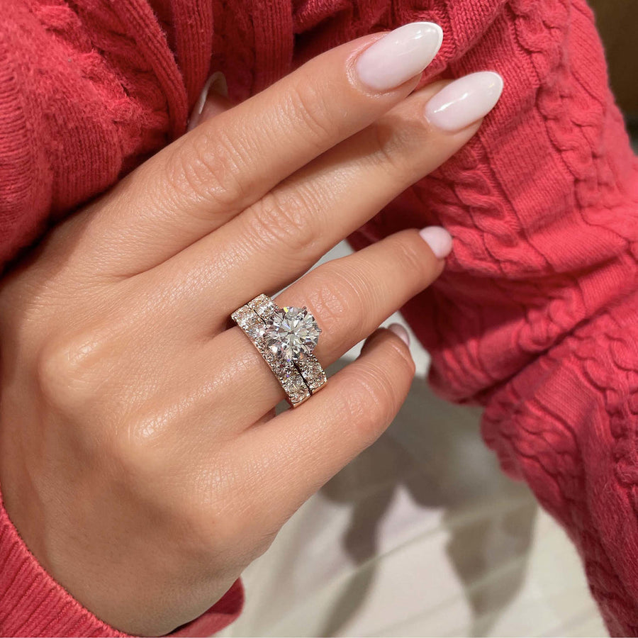 3.0 CT Round Solitaire CVD F/VS Diamond Bridal Set - Barbara Maison 