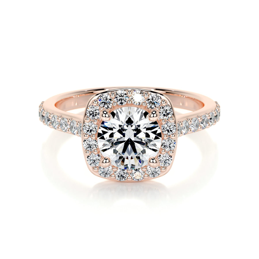 1.50 CT Round Halo CVD E/VS2 Diamond Engagement Ring - Barbara Maison 