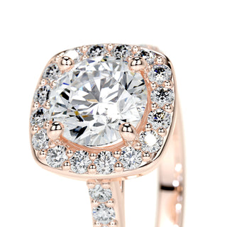 1.50 CT Round Halo CVD E/VS2 Diamond Engagement Ring - Barbara Maison 