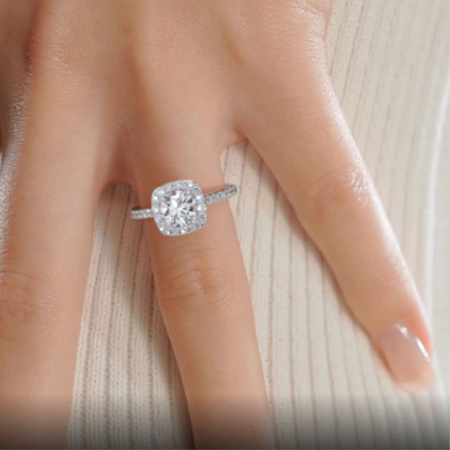 1.50 CT Round Halo CVD E/VS2 Diamond Engagement Ring - Barbara Maison 