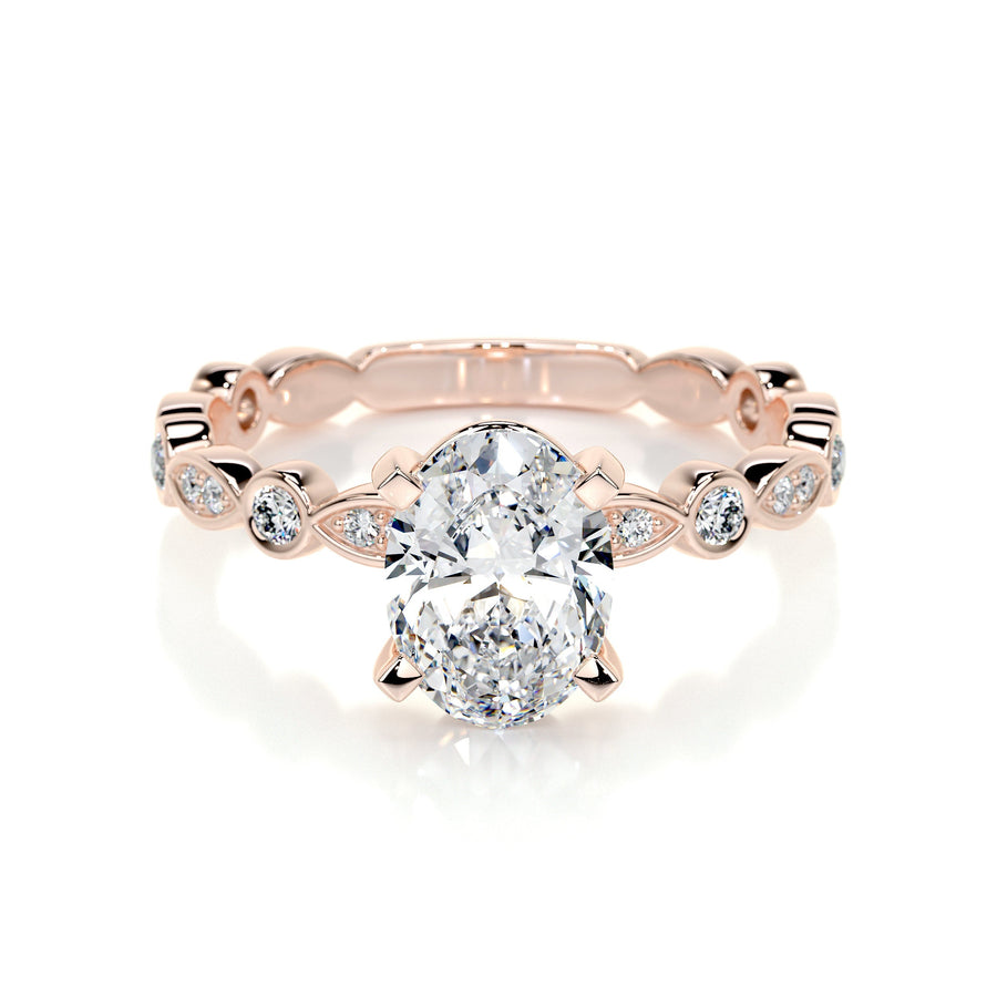 2.0 CT Oval Solitaire CVD F/SI1 Diamond Engagement Ring - Barbara Maison 