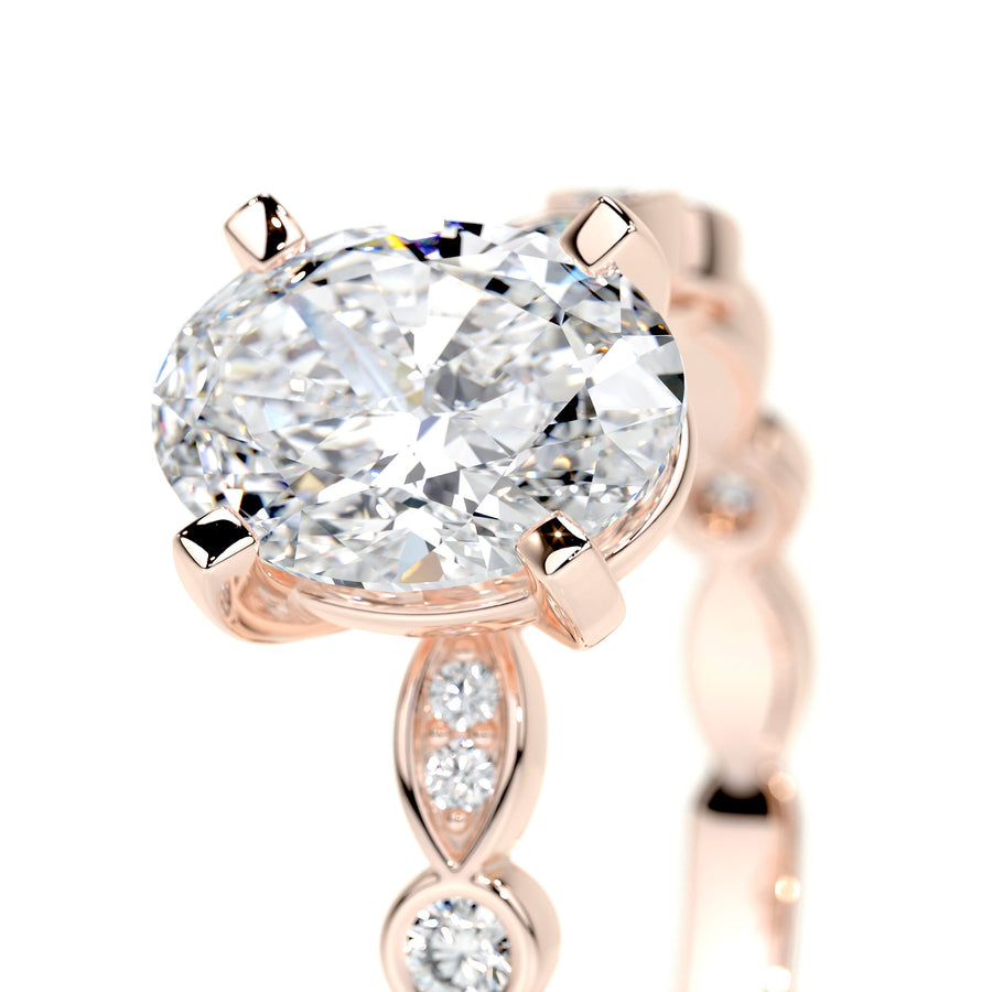 2.0 CT Oval Solitaire CVD F/SI1 Diamond Engagement Ring - Barbara Maison 