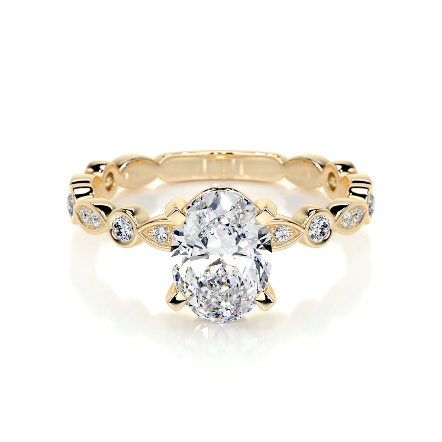 2.0 CT Oval Solitaire CVD F/SI1 Diamond Engagement Ring - Barbara Maison 