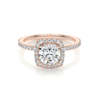 1.0 CT Cushion Halo CVD E/VS2 Diamond Engagement Ring - Barbara Maison 