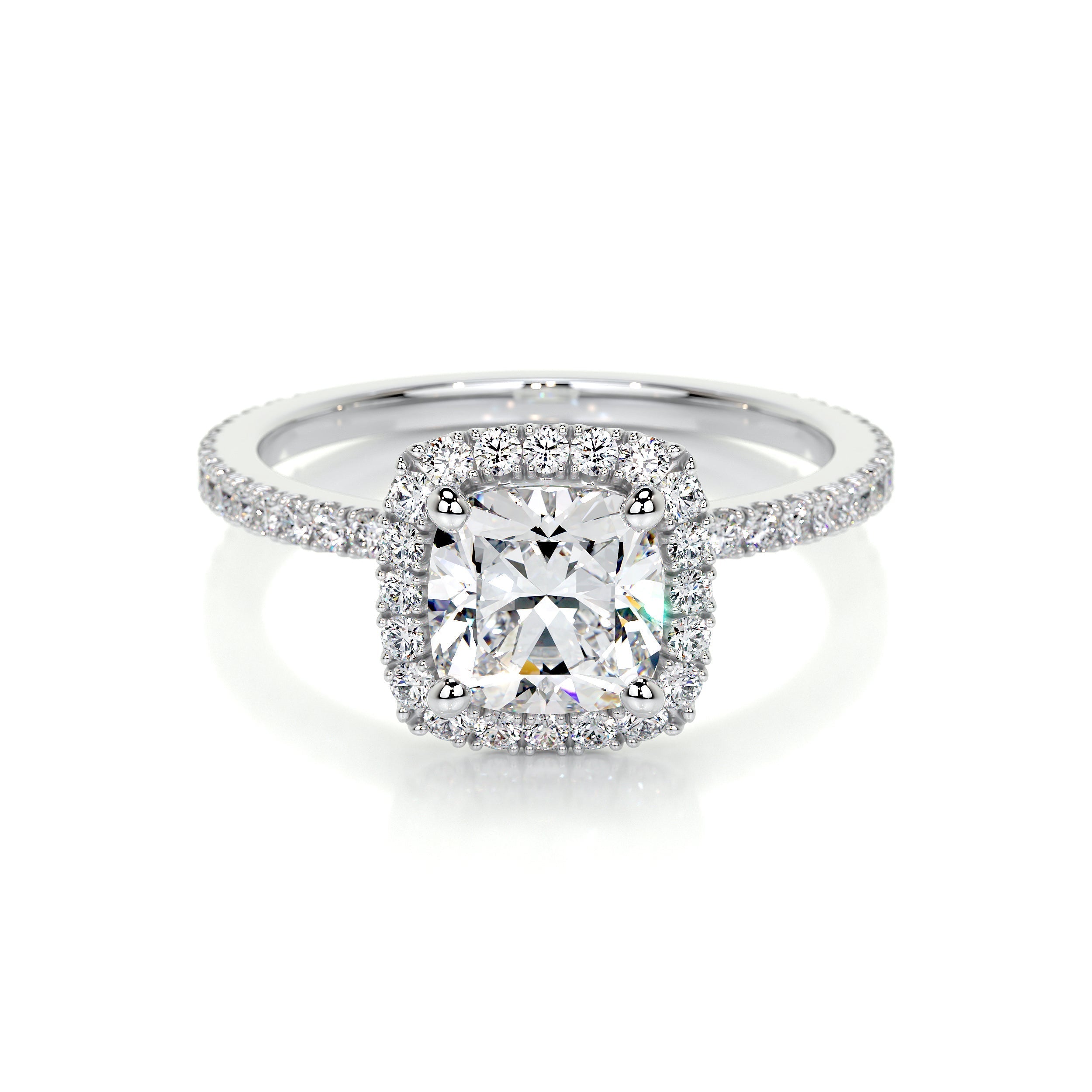 1.0 CT Cushion Halo CVD E/VS2 Diamond Engagement Ring - Barbara Maison 