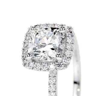 1.0 CT Cushion Halo CVD E/VS2 Diamond Engagement Ring - Barbara Maison 