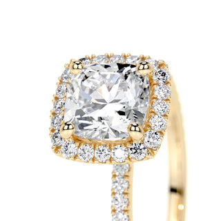 1.0 CT Cushion Halo CVD E/VS2 Diamond Engagement Ring - Barbara Maison 