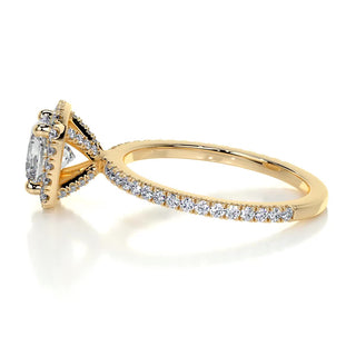 1.0 CT Cushion Halo CVD E/VS2 Diamond Engagement Ring - Barbara Maison 