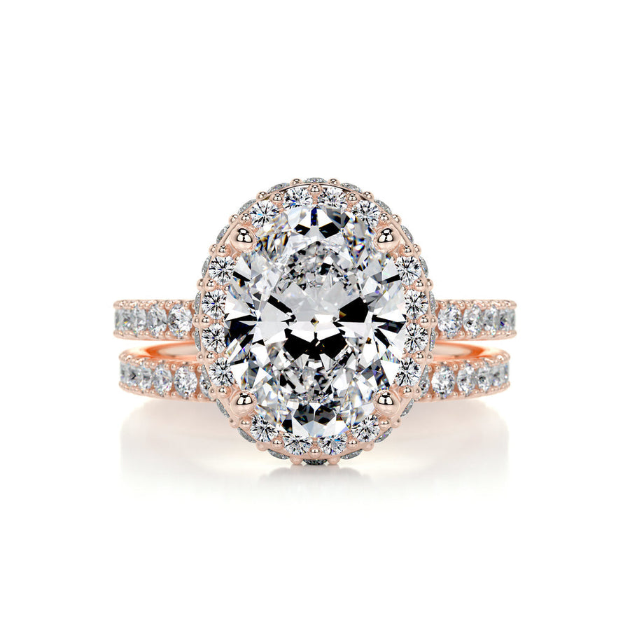 2.0 CT Oval Halo CVD F/VS Diamond Bridal Set - Barbara Maison 