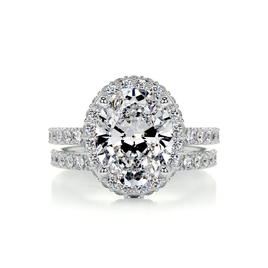 2.0 CT Oval Halo CVD F/VS Diamond Bridal Set - Barbara Maison 