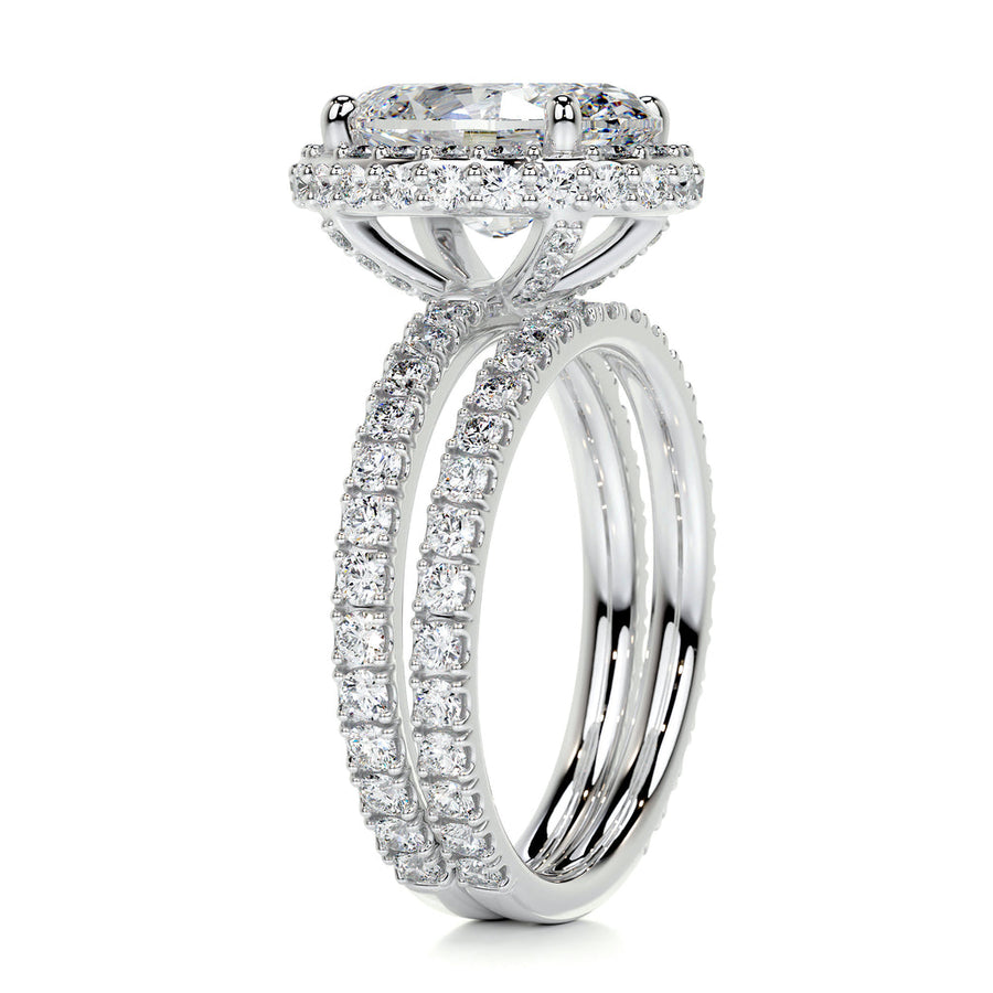 2.0 CT Oval Halo CVD F/VS Diamond Bridal Set - Barbara Maison 