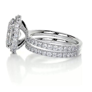 2.0 CT Oval Halo CVD F/VS Diamond Bridal Set - Barbara Maison 