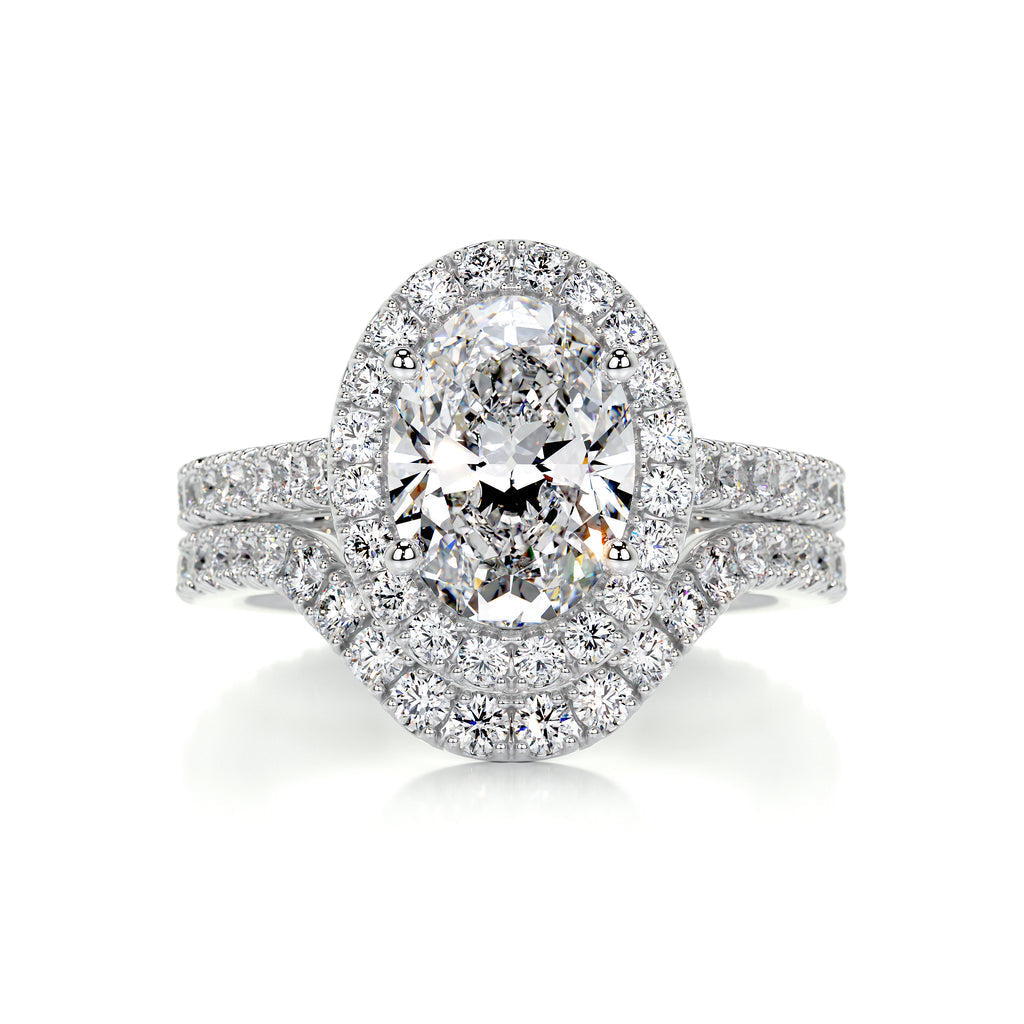 2.0 CT Oval Halo CVD F/VS Diamond Bridal Set - Barbara Maison 