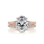 3.0 CT Oval Hidden Halo CVD F/VS Diamond Bridal Ring Set - Barbara Maison 