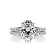 3.0 CT Oval Hidden Halo CVD F/VS Diamond Bridal Ring Set - Barbara Maison 