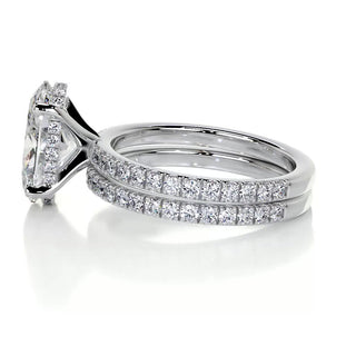 3.0 CT Oval Hidden Halo CVD F/VS Diamond Bridal Ring Set - Barbara Maison 