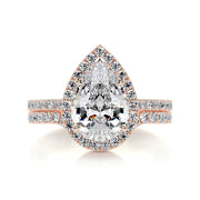2.0 CT Pear Halo CVD F/VS Diamond Bridal Set - Barbara Maison 