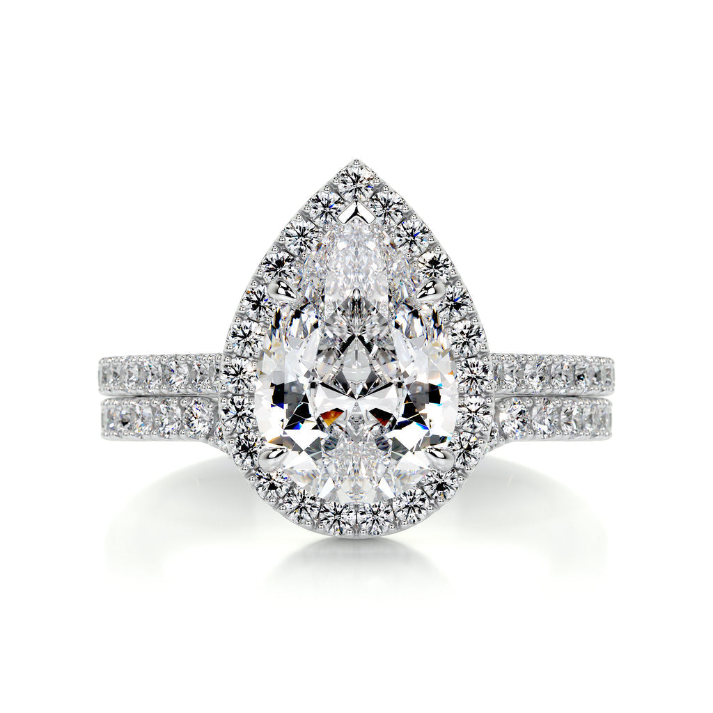 2.0 CT Pear Halo CVD F/VS Diamond Bridal Set - Barbara Maison 