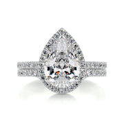 2.0 CT Pear Halo CVD F/VS Diamond Bridal Set - Barbara Maison 