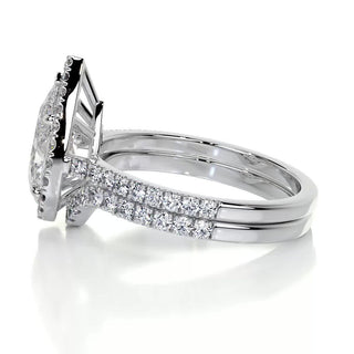 2.0 CT Pear Halo CVD F/VS Diamond Bridal Set - Barbara Maison 