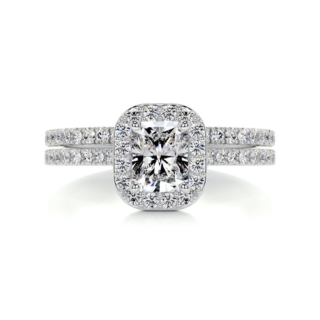 1.0 CT Radiant Halo CVD F/VS Diamond Bridal Ring Set - Barbara Maison 