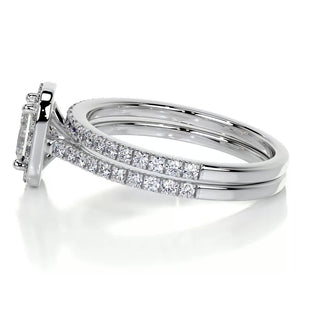 1.0 CT Radiant Halo CVD F/VS Diamond Bridal Ring Set - Barbara Maison 