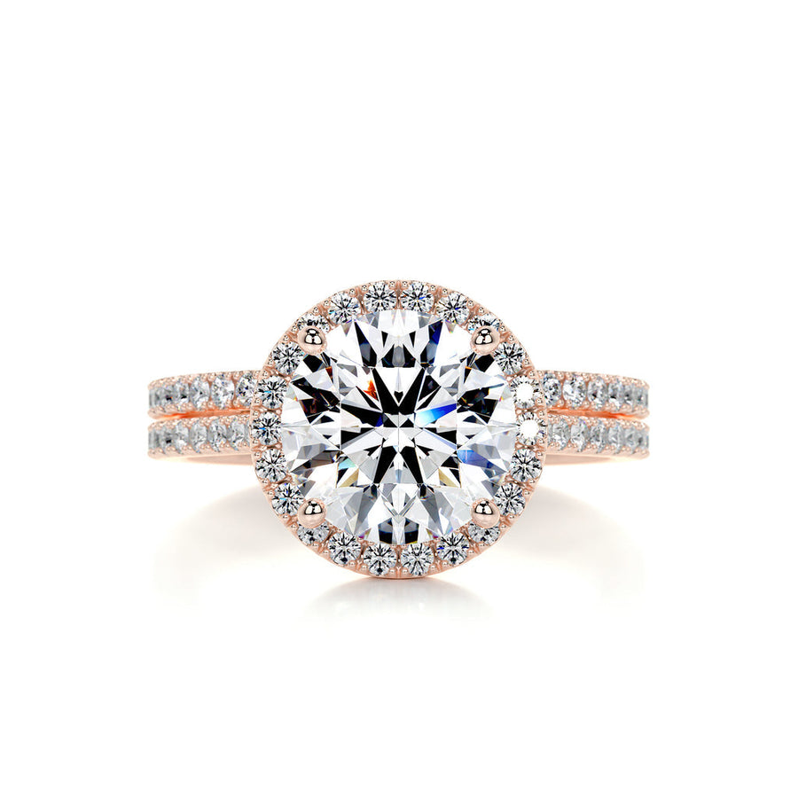 2.0 CT Round Halo CVD F/VS Diamond Bridal Set - Barbara Maison 