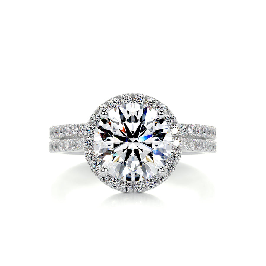 2.0 CT Round Halo CVD F/VS Diamond Bridal Set - Barbara Maison 