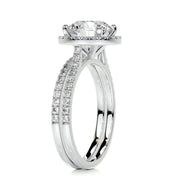 2.0 CT Round Halo CVD F/VS Diamond Bridal Set - Barbara Maison 